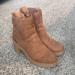 Target Tan Suede Block Heel Ankle Boots